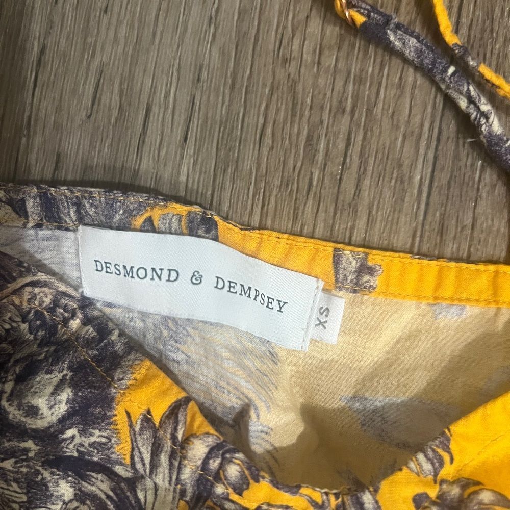 Desmond & Dempsey Yellow and Gray Printed outfit Set xs - Picture 7 of 9